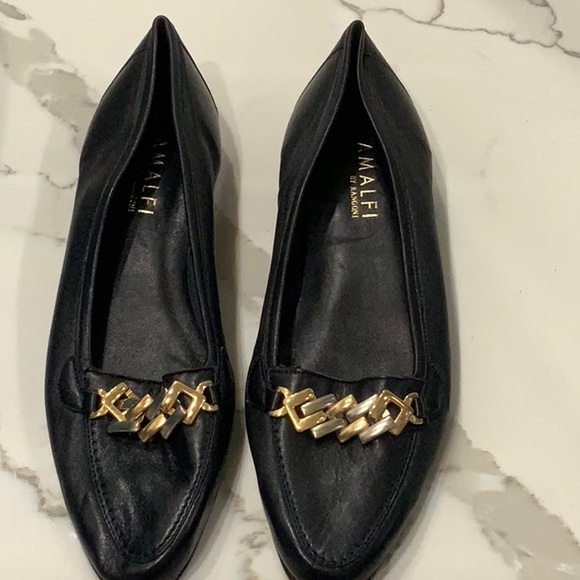 amalfi by Rangolini Shoes - Amalfi by Rangolini black leather loafer, size 7S